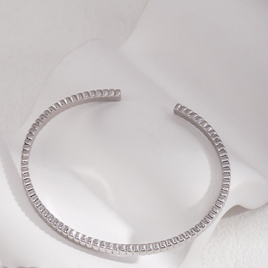 Etoilier Silver Grain Pattern Bangle, S925 Silver Bracelet, Color Silver/Gold Plated