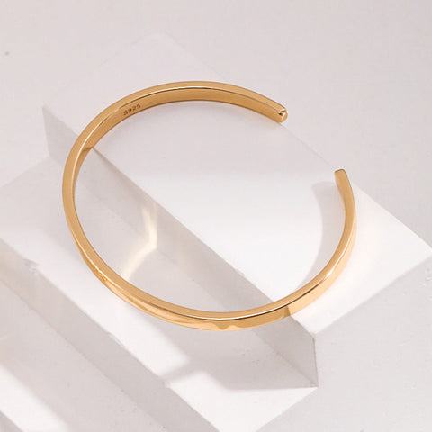 Etoilier Silver Minimalist Bangle, S925 Silver Bracelet, Color Silver/Gold Plated