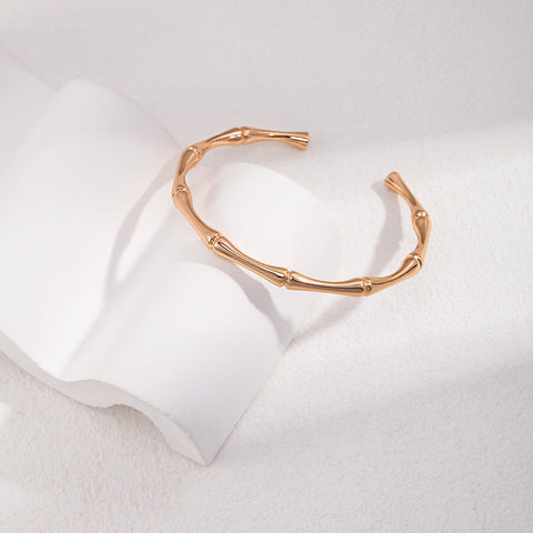 Etoilier Silver Bamboo Bangle, S925 Silver Bracelet, Color Silver/Gold Plated