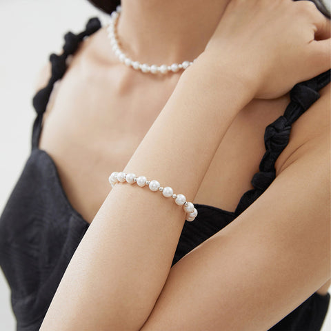 Etoilier 925 Sterling Silver Freshwater Pearl Bracelet