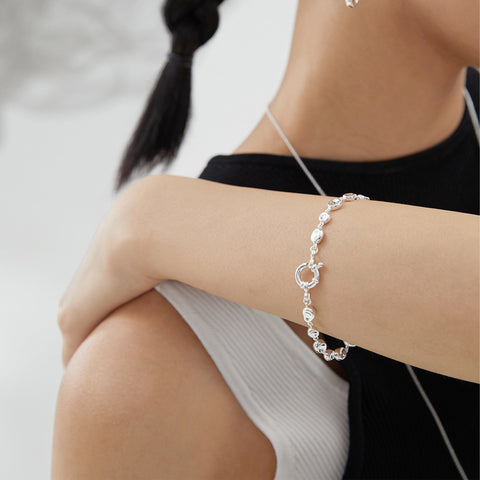 Etoilier 925 Sterling Silver Beaded Chain Bracelet