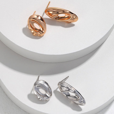 S925 Sliver Minimalist Geometry Earring, Color Silver/Gold Plated - etoilier