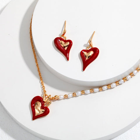 S925 Sliver Stone Heart Earring, Color Gold Plated - etoilier