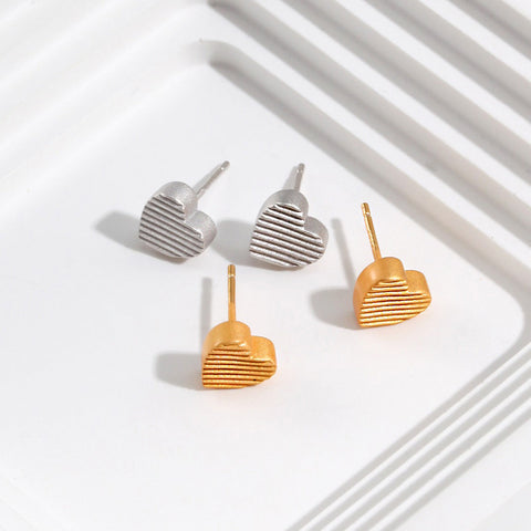 S925 Sliver Minimalist Heart Earring, Color Silver/Gold Plated - etoilier