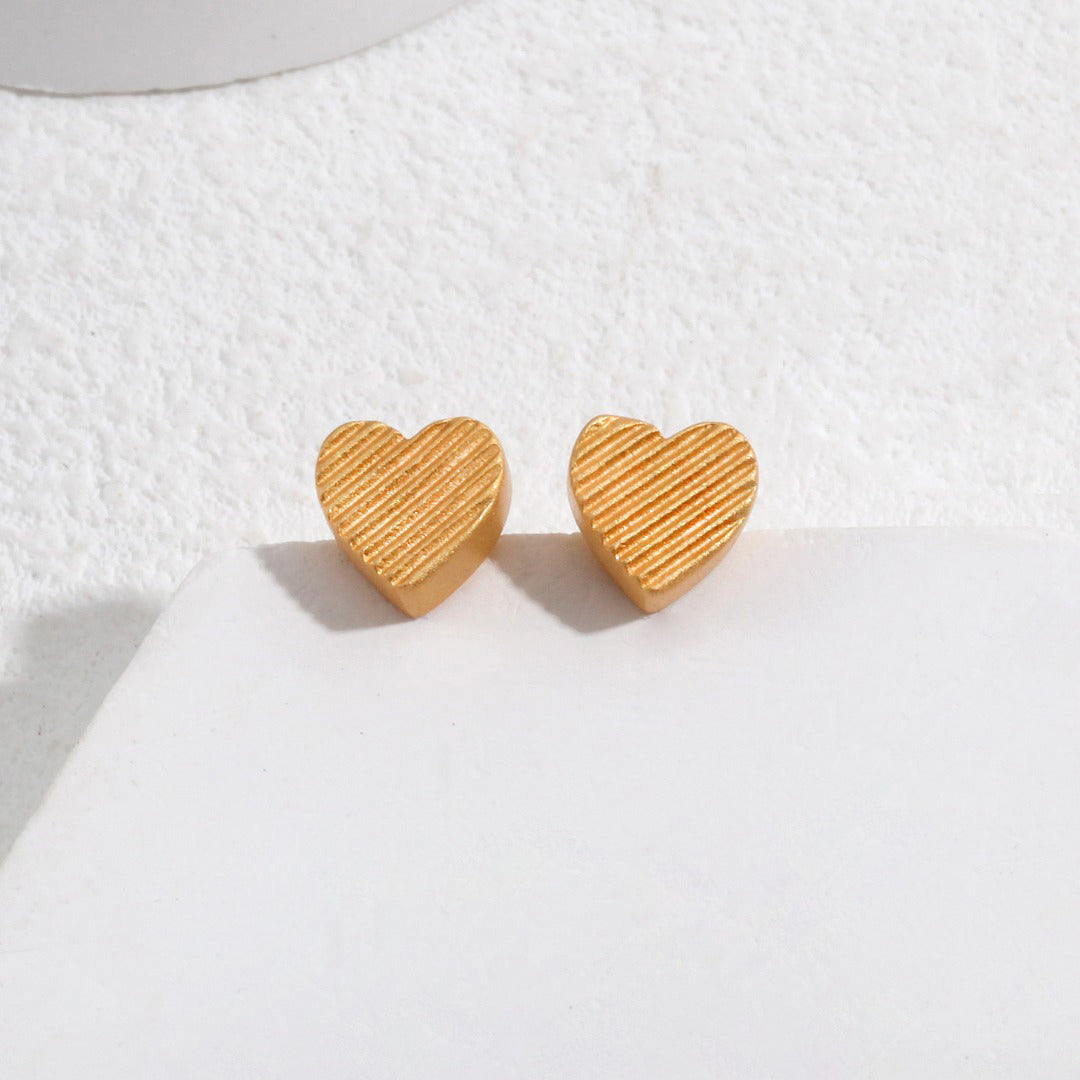 Etoilier 925 Sterling Silver Earring Stud Earrings Minimalist Heart Earring, Color Silver/Gold Plated