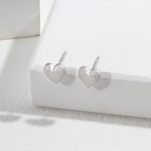 Etoilier 925 Sterling Silver Earring Stud Earrings Minimalist Smooth Heart Earring, Color Silver/Gold Plated