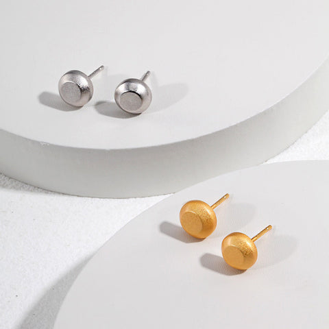 Etoilier 925 Sterling Silver Earring Stud Earrings Minimalist Smooth Cylinder Earring, Color Silver/Gold Plated