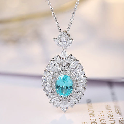 Etoilier Lab Created Paraiba 925 Sterling silver Pendant, blue Yttrium aluminum oval