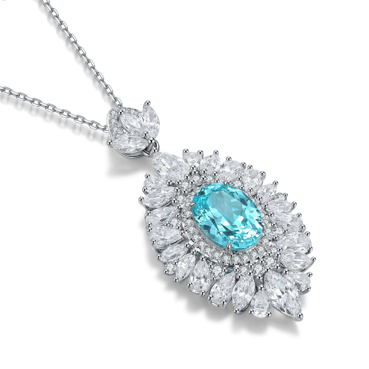 Etoilier Lab Created Paraiba 925 Sterling silver Pendant, blue Yttrium aluminum oval