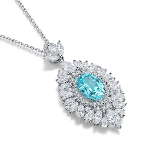 Etoilier Lab Created Paraiba 925 Sterling silver Pendant, blue Yttrium aluminum oval