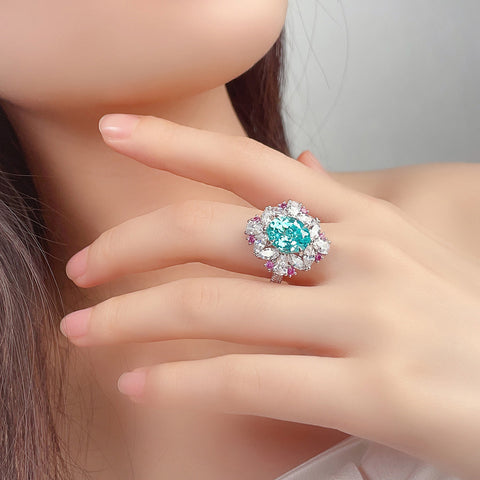 Etoilier Lab Created Paraiba 925 Sterling silver Ring, blue Yttrium aluminum blue violet