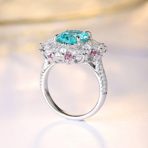 Etoilier Lab Created Paraiba 925 Sterling silver Ring, blue Yttrium aluminum blue violet