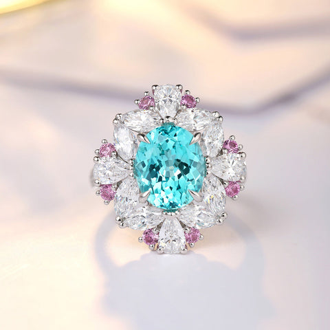 Etoilier Lab Created Paraiba 925 Sterling silver Ring, blue Yttrium aluminum blue violet