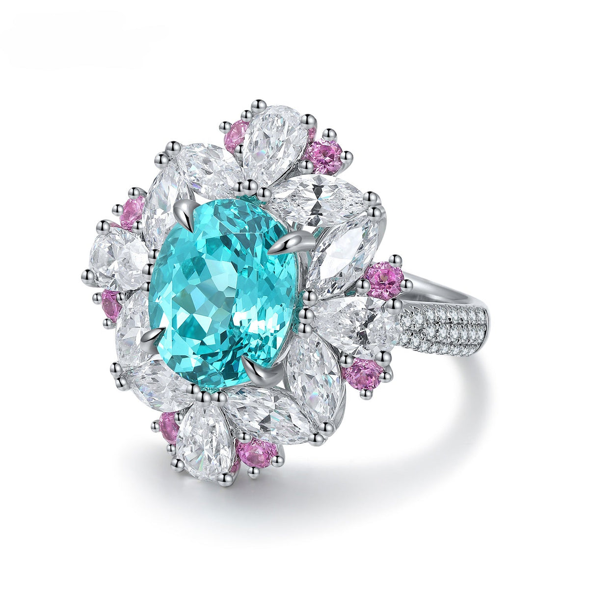 Etoilier Lab Created Paraiba 925 Sterling silver Ring, blue Yttrium aluminum blue violet