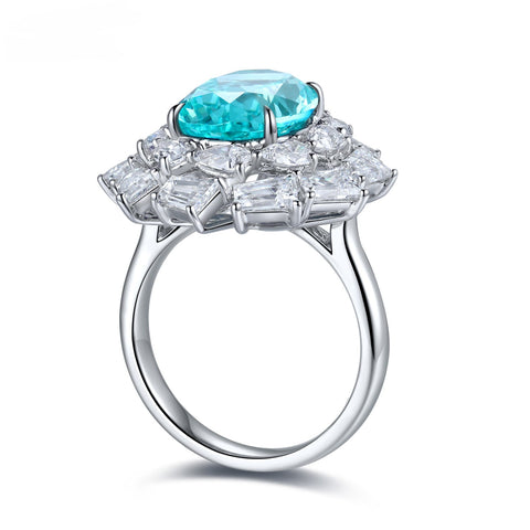 Etoilier Lab Created Paraiba 925 Sterling silver Ring, blue Yttrium aluminum three floors