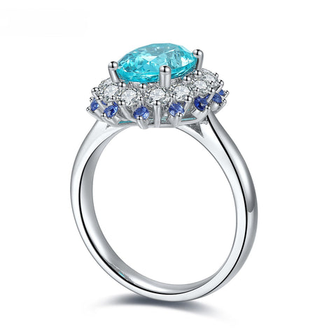 Etoilier Lab Created Paraiba  925 Sterling silver Ring, blue Yttrium aluminum garnet 3 colors