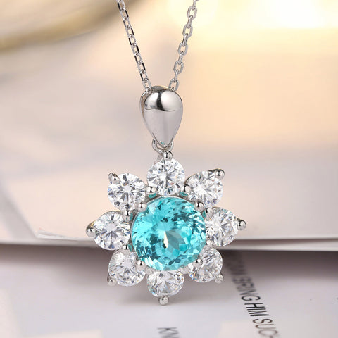 Etoilier Lab Created Paraiba 925 Sterling silver Pendant, blue Yttrium aluminum sun