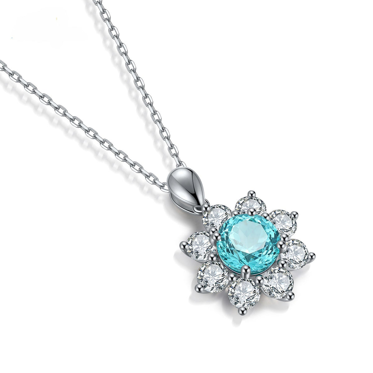 Etoilier Lab Created Paraiba 925 Sterling silver Pendant, blue Yttrium aluminum sun