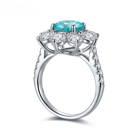 Etoilier Lab Created Paraiba 925 Sterling silver Ring, blue Yttrium aluminum garnet