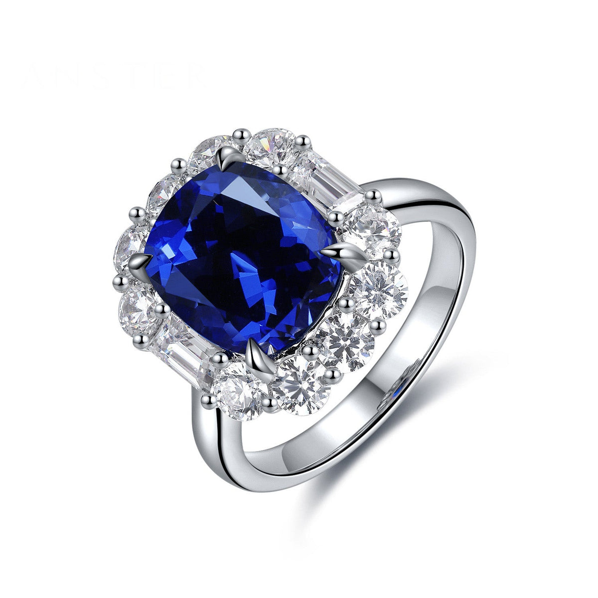 Etoilier Lab Created Sapphire 925 Sterling Silver Ring Oval Cut