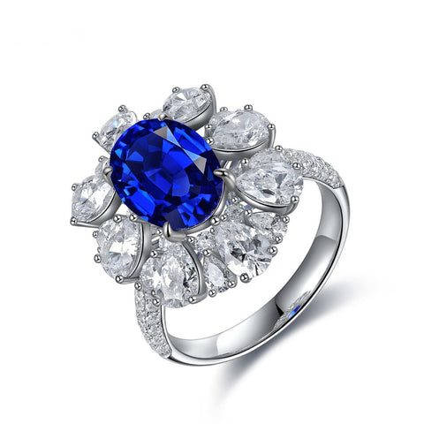 Etoilier Lab Created Sapphire, Lab grow Ruby 9K Gold Ring Oval Cut