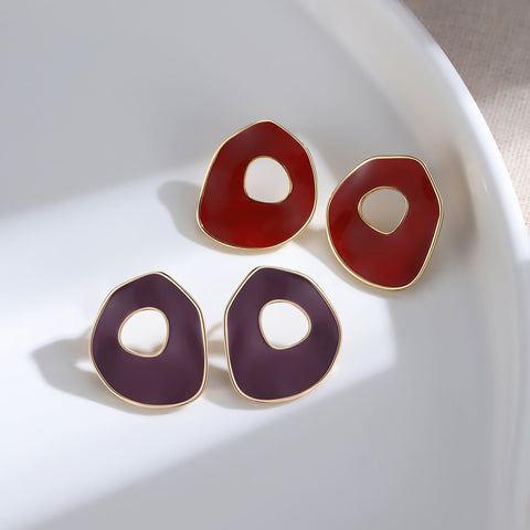 Etoilier 925 Sterling Silver Earring Stud Earrings Wine Red Glaze Earring, Red/Purples